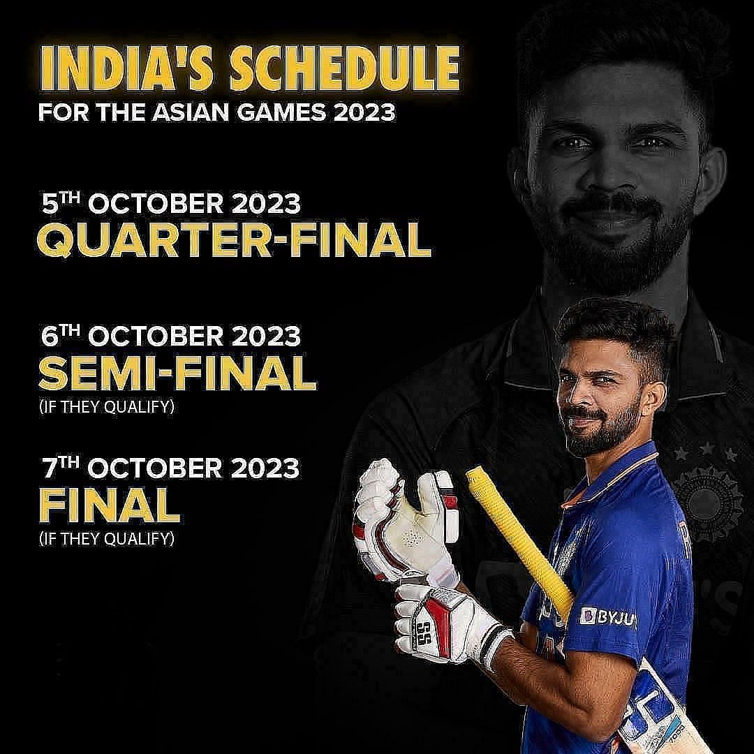 India Mens Asian Games Schedule 2023